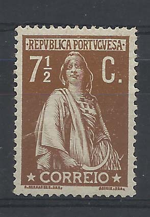 2120.jpg -     Lote:    2120      Lotes pelo Correio       Portugal        Descrição:         1912 &mdash; Ceres. CE213, 7 &frac12; c bistre, papel porcelana, denteado 15x14. Valor de catálogo &euro; 116,00. Certificado de peritagem NFACP.        **       Valor Base:     &euro; 16,00     Valor Venda:     Retirado     