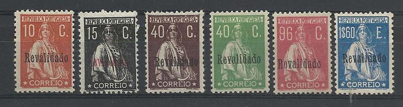 2140.jpg -     Lote:    2140      Lotes pelo Correio       Portugal        Descrição:         1929 - Ceres, com sobrecarga "Revalidado". CE488/493. Série completa. Valor de catálogo &euro; 53,00.        **       Valor Base:     &euro; 6,00     Valor Venda:     &euro; 9,00       