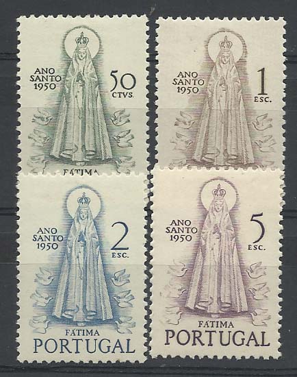2185.jpg -     Lote:    2185      Lotes pelo Correio       Portugal        Descrição:         1950 &mdash; Ano Santo. CE719/722. Série completa. Valor de catálogo &euro; 132,00.        **       Valor Base:     &euro; 12,00     Valor Venda:     &euro; 17,00       