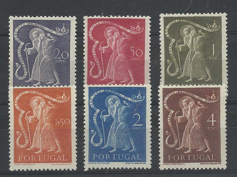 2189.jpg -     Lote:    2189      Lotes pelo Correio       Portugal        Descrição:         1950 &mdash; 4.º Centenário da Morte de S. João de Deus. CE723/28. Série completa. Valor de catálogo &euro; 110,00.        **       Valor Base:     &euro; 12,00     Valor Venda:     &euro; 12,00       