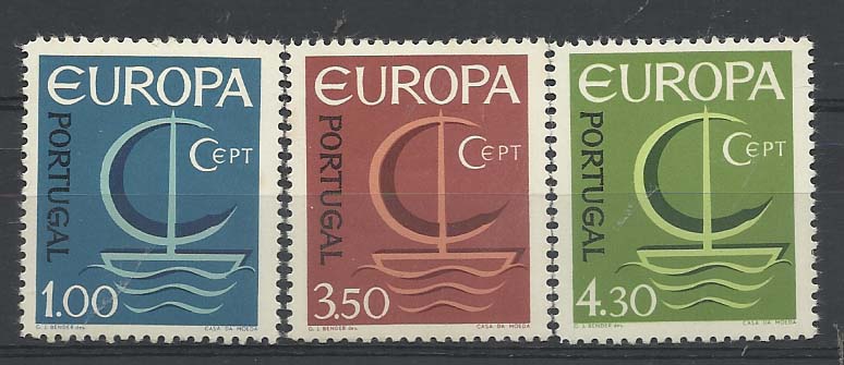 2209.jpg -     Lote:    2209      Lotes pelo Correio       Portugal        Descrição:         1966 &mdash; Europa CEPT. CE983/985. Série completa em denteado 11 &frac12; x 12. Com 18 dentes na horizontal Selos de 1$00 e 3$50 com ligeiros pontos de óxido no verso. Valor de catálogo &euro; 155,00.        ***       Valor Base:     &euro; 20,00     Valor Venda:     &euro; 24,00       