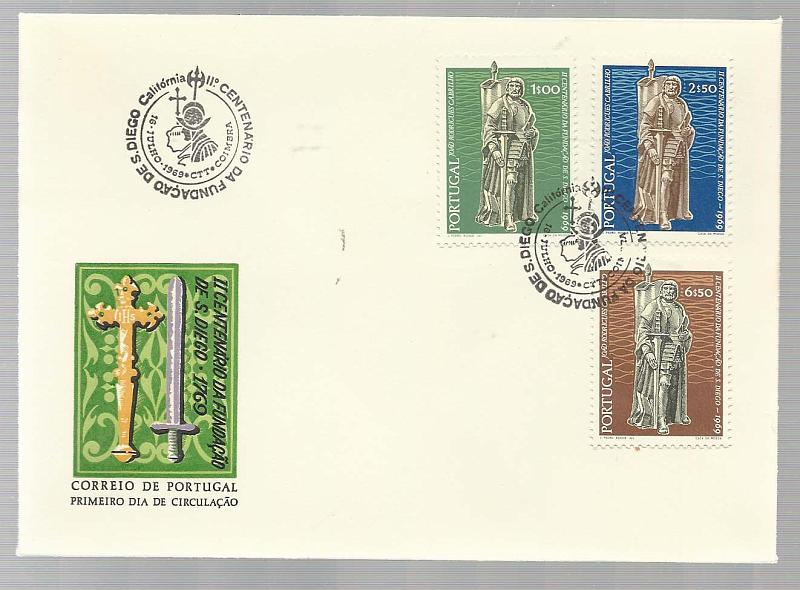 2213.jpg -     Lote:    2213      Lotes pelo Correio       Portugal        Descrição:         1969 &mdash; 2.º Centenário da Fundação de S. Diego. CE1050/52. Lote composto por 4 pagelas, 5 FDCs dos CTT, 4 FDCs do CFP + 3 séries em quadras. Todos obliterados, cada um com carimbo comemorativo de cada uma das cidades de Lisboa, Porto, Coimbra e Funchal. Lote a ver.        Lote       Valor Base:     &euro; 6,00     Valor Venda:     &euro; 6,00       