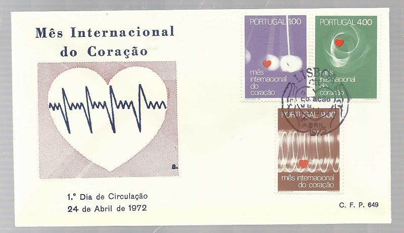 2219.jpg -     Lote:    2219      Lotes pelo Correio       Portugal        Descrição:         1972 &mdash; Mês Internacional do Coração. CE1149/51. Lote composto por 4 pagelas, 4 FDCs dos CTT, 4 FDCs do CFP + 4 séries em quadras. Todos obliterados, cada um com carimbo comemorativo de cada uma das cidades de Lisboa, Porto, Coimbra e Funchal. Lote a ver.        Lote       Valor Base:     &euro; 6,00     Valor Venda:     &euro; 10,00       
