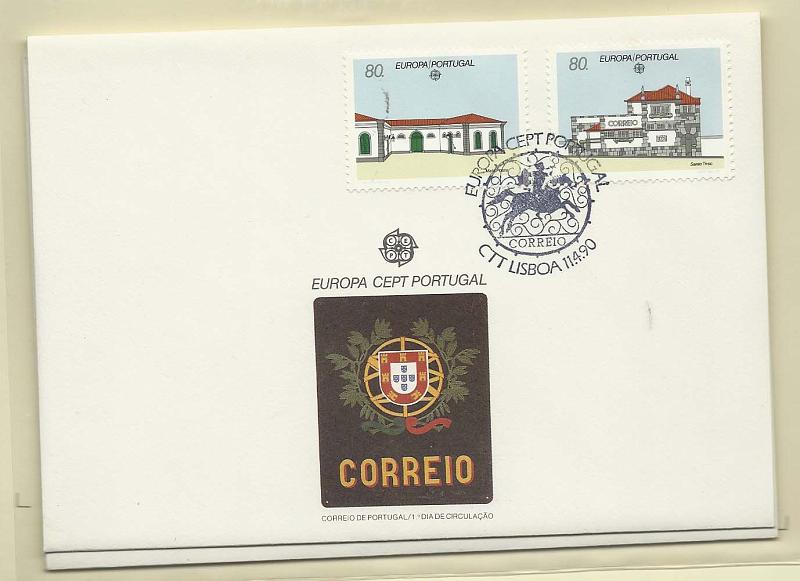 2236.jpg -     Lote:    2236      Lotes pelo Correio       Portugal        Descrição:         1990 &mdash; Europa CEPT (Portugal, Açores e Madeira). CE1936/41. Lote de 3 FDCs com dois selos cada completando a série, um deles com selos retirados do bloco.        FDC       Valor Base:     &euro; 15,00     Valor Venda:     Retirado     