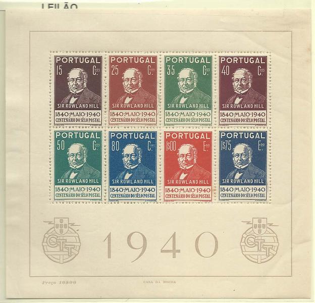 2246.jpg -     Lote:    2246      Lotes pelo Correio       Portugal        Descrição:         1940 &mdash; Centenário do Selo Postal. CE BLC3. Bloco com mancha no verso. Valor de catálogo &euro; 143,00.        BLC**       Valor Base:     &euro; 12,00     Valor Venda:     &euro; 17,00       