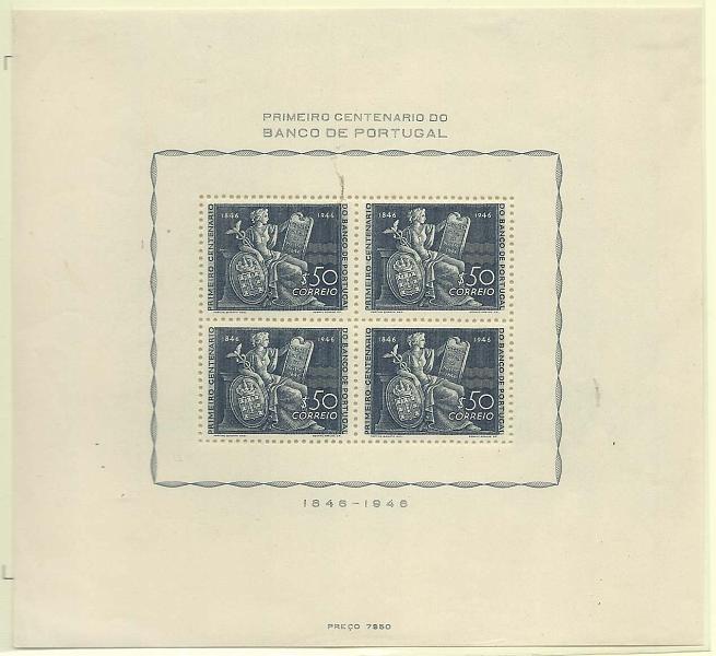 2259.jpg -     Lote:    2259      Lotes pelo Correio       Portugal        Descrição:         1946 &mdash; Centenário do Banco de Portugal. CE BLC11. Valor de catálogo &euro; 153,00.        BLC**       Valor Base:     &euro; 15,00     Valor Venda:     &euro; 21,00       