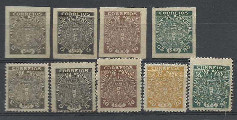 2279.jpg -     Lote:    2279      Lotes pelo Correio       Portugal        Descrição:         1919. Não emitidos. Escudo Nacional Monárquico. NE &frac14;. Lote composto por série completa nova + série completa não denteada + prova de 20 reis em amarelo, denteada.         **/*       Valor Base:     &euro; 8,00     Valor Venda:     &euro; 22,00       
