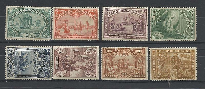 2280.jpg -     Lote:    2280      Lotes pelo Correio       Açores       Descrição:         1898 &mdash; 4.º Centenário do Descobrimento do Caminho Marítimo para a Índia. CE88/95. Série completa sem goma.        *       Valor Base:     &euro; 10,00     Valor Venda:     &euro; 10,00       