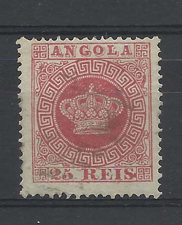 2286.jpg -     Lote:    2286      Lotes pelo Correio       Angola       Descrição:         1870/77 &mdash; Tipo Coroa. CE4, 25 reis carmim, denteado 13 &frac12;. Valor de catálogo &euro; 32,00.        O       Valor Base:     &euro; 5,00     Valor Venda:     &euro; 5,00       