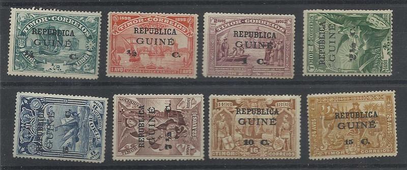 2301.jpg -     Lote:    2301      Lotes pelo Correio       Guiné       Descrição:         1913 &mdash; 4.º Centenário do Descobrimento do Caminho Marítimo para a Índia, com sobrecarga REPUBLICA e sobretaxa sobre selos de África, Macau e Timor. CE113/136. As três séries completas regomadas.        RG***       Valor Base:     &euro; 18,00     Valor Venda:     &euro; 25,00       
