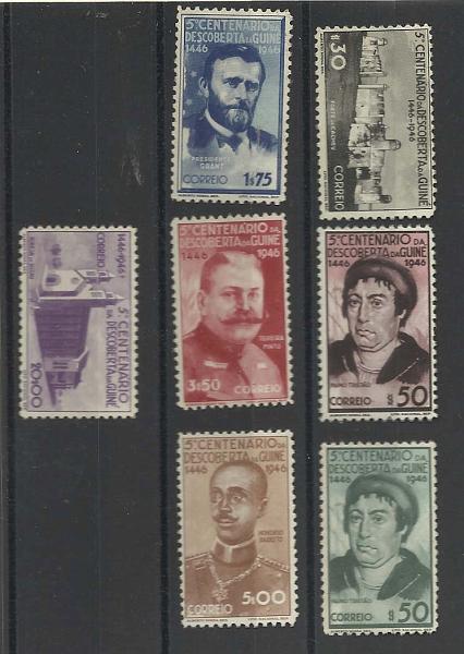 2304.jpg -     Lote:    2304      Lotes pelo Correio       Guiné       Descrição:         1946 &mdash; 5.º Centenário da Descoberta da Guiné. CE24&frac12;47. Série completa regomada.        RG***       Valor Base:     &euro; 15,00     Valor Venda:     Retirado     