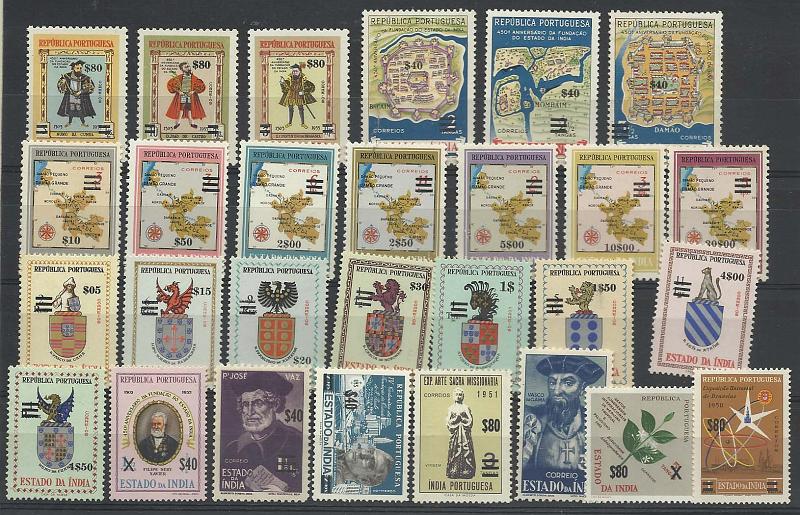 2320.jpg -     Lote:    2320      Lotes pelo Correio       Índia Portuguesa       Descrição:         1959 &mdash; Valores em escudos. Selos de 1946 a 1958 com sobretaxa. CE477/504. Valor de catálogo &euro; 29,00.        ***       Valor Base:     &euro; 8,00     Valor Venda:     &euro; 12,00       