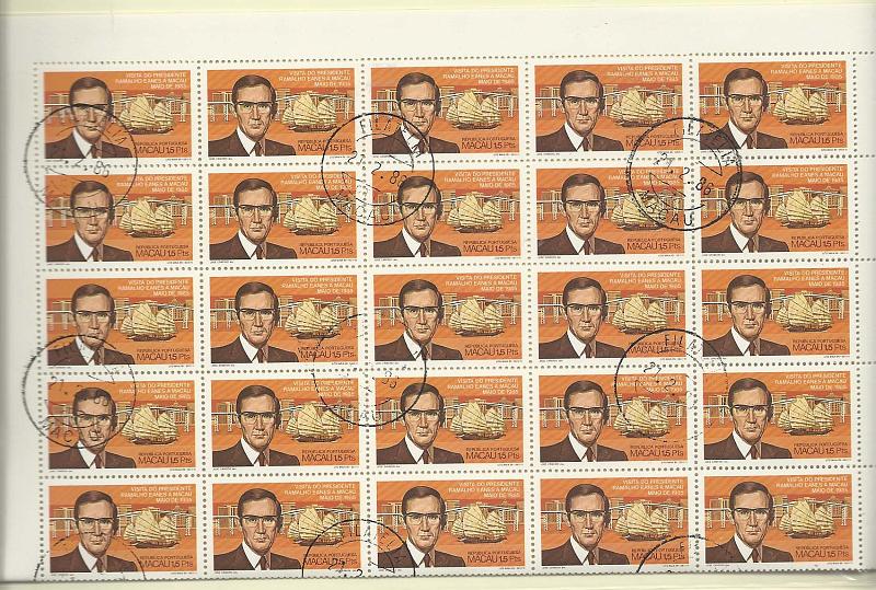 2327.jpg -     Lote:    2327      Lotes pelo Correio       Macau       Descrição:         1985 &mdash; Visita do Presidente Ramalho Eanes. CE509, 1,5 Pts. Folha completa com 100 selos usados. Valor de catálogo &euro; 80,00.        O       Valor Base:     &euro; 10,00     Valor Venda:     Retirado     