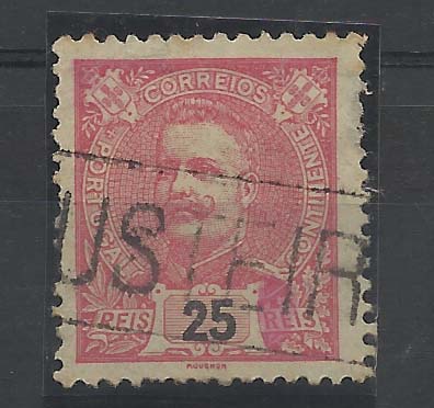 2370.jpg -     Lote:    2370      Lotes pelo Correio       Portugal        Descrição:         Carimbos nominativos. 1898 &mdash; D. Carlos I. CE141, 25 reis carmim, com carimbo batido a preto "MUSTEIRÓ"        O       Valor Base:     &euro; 5,00     Valor Venda:     &euro; 5,00       