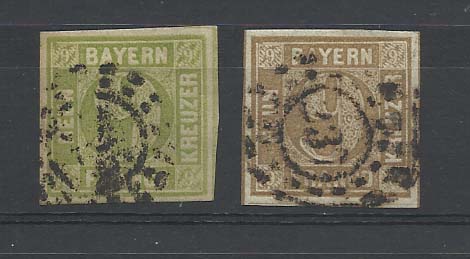 2439.jpg -     Lote:    2439      Lotes pelo Correio              Descrição:      Bayern (Alemanha).   1862 &mdash; Numéricos. Lote de dois selos de 9p em verde amarelo e sépia.        O       Valor Base:     &euro; 20,00     Valor Venda:     Retirado     