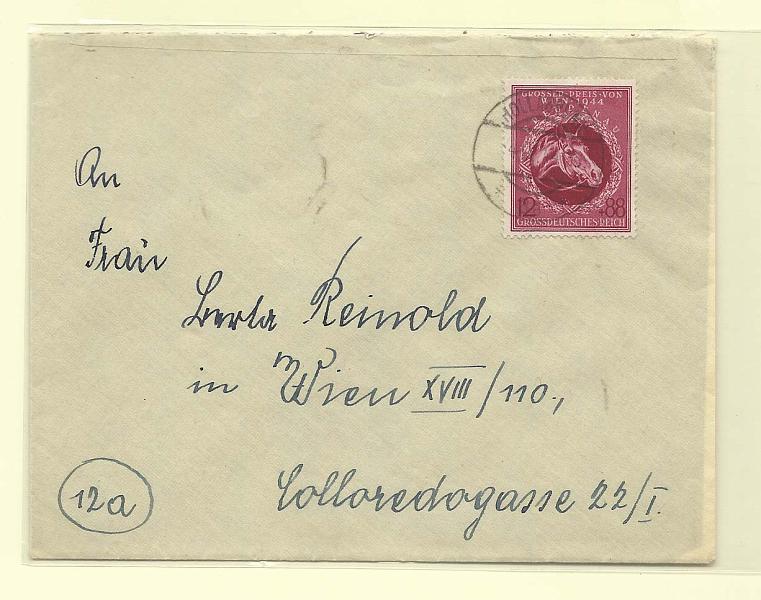 2440.jpg -     Lote:    2440      Lotes pelo Correio              Descrição:      Alemanha (Reich).   1944 &mdash; Grand-Prize de Viena. Sobrescrito circulado com selo de 12+88pf. SC B285.        Carta       Valor Base:     &euro; 20,00     Valor Venda:     Retirado     