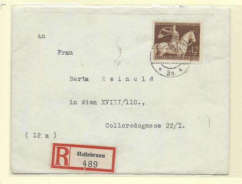 2443.jpg -     Lote:    2443      Lotes pelo Correio              Descrição:      Alemanha (Reich).   1943 &mdash; Hunter. Sobrescrito circulado registado com selo de 42+108pf. SC B243.        Carta       Valor Base:     &euro; 25,00     Valor Venda:     Retirado     