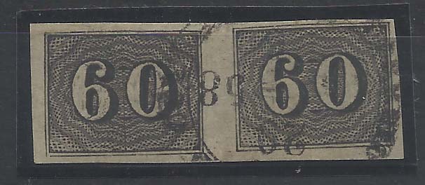 2461.jpg -     Lote:    2461      Lotes pelo Correio              Descrição:      Brasil.   1850 &mdash; Numerais. Par horizontal de 60 reis preto.        O       Valor Base:     &euro; 15,00     Valor Venda:     Retirado     