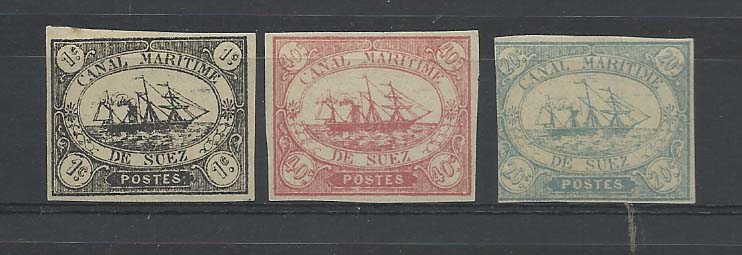 2474.jpg -     Lote:    2474      Lotes pelo Correio              Descrição:      Egipto Canal do Suez.   Lote de 3 selos não denteados de 1c, 20c e 40c.        ***       Valor Base:     &euro; 50,00     Valor Venda:     Retirado     