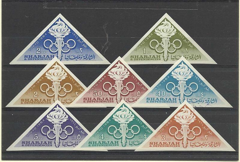 2538.jpg -     Lote:    2538      Lotes pelo Correio              Descrição:      Sharjah.   1964 &mdash; Jogos Olímpicos de Tóquio. Série completa não denteada.        ***       Valor Base:     &euro; 10,00     Valor Venda:     &euro; 10,00       