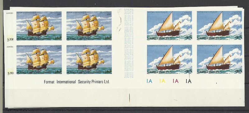 2544.jpg -     Lote:    2544      Lotes pelo Correio              Descrição:      S. Tomé e Príncipe * Palops.   História da Navegação. 3 e 5Dbs. Nau S. Gabriel + Caravelão. Lote com 40 provas em blocos de 8 provas progressivas,        PRV       Valor Base:     &euro; 25,00     Valor Venda:     Retirado     