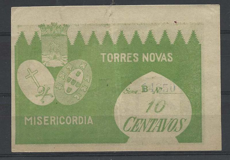 2674.jpg -     Lote:    2674      Lotes pelo Correio              Descrição:         Torres Novas. Misericórdia. 10c verde. MA2223. Bela e escassa.        CDL       Valor Base:     &euro; 8,00     Valor Venda:     &euro; 12,00       