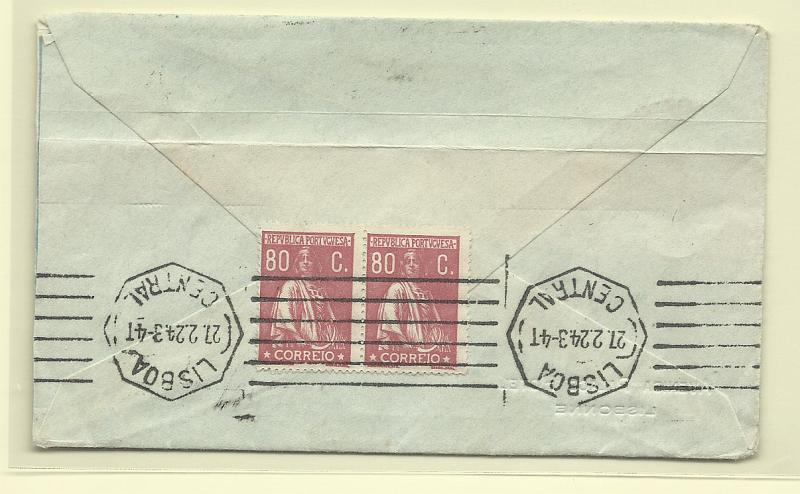 0200.jpg -     Lote:    200            Portugal       Descrição:         1920/22 &mdash; Ceres. Sobrescrito circulado de Lisboa (27.02.24) para Londres com par de selos de 80c lilás rosa, CE246.         Carta       Valor Base:     &euro; 40,00     Valor Venda:     Retirado     