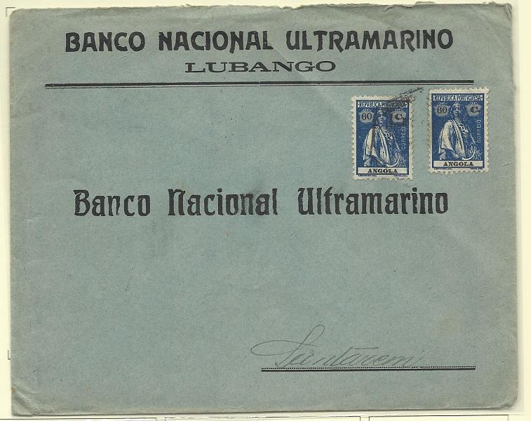 0268.jpg -     Lote:    268            Angola       Descrição:         192&frac12;2 &mdash; Ceres. CE208, 60c azul escuro. Dois selos em sobrescrito circulado do Lubango para Santarém (11.06.25).        Carta       Valor Base:     &euro; 10,00     Valor Venda:     Retirado     