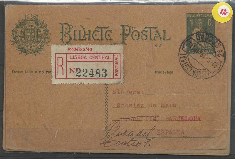 0361.jpg -     Lote:    361            Portugal       Descrição:         1895/1936 &mdash; Lote de 4 inteiros OM23 (repicado por José veríssimo Duarte &mdash; Bombarral), OM59 (repicado pela AGÊNCIA ESPERANTISTA), OM73 (repicado por Cândido D'Azevedo Mendes, com furos de arquivo) e OM83 (repicado por J. M. FERNANDES GUIMARÃES & C.ª"        Lote       Valor Base:     &euro; 10,00     Valor Venda:     &euro; 40,00       
