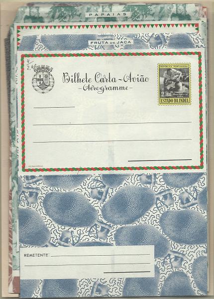 0475.jpg -     Lote:    475            Índia       Descrição:         1950/1974 &mdash; Bilhetes-Cartas de correio aéreo. (aerogramas). OM 1/13. Lote com 15 inteiros, todos diferentes. Séries completas. Muito bom estado de conservação. Lote a ver.        IN       Valor Base:     &euro; 12,00     Valor Venda:     &euro; 32,00       