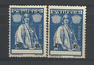 0849.jpg -     Lote:    849            Índia       Descrição:         1914 &mdash; Ceres. CE265, 2Tg azul, papel porcelana, denteado 15x14, com a legenda e valor invertidos e estrelas II/II e II/I.        **       Valor Base:     &euro; 12,00     Valor Venda:     &euro; 22,00       