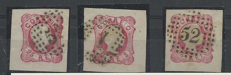 0901.jpg -     Lote:    901            Portugal       Descrição:         1856/58 &mdash; D. Pedro V, cabelos anelados. CE13, 25 reis carmim rosa. Lote de 3 selos com margens excepcionais.         O       Valor Base:     &euro; 10,00     Valor Venda:     &euro; 10,00       