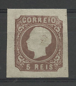 0902.jpg -     Lote:    902            Portugal       Descrição:         1862/64 &mdash; D. Luís I. CE14, 5 reis castanho com margens de luxo. Regomado. Valor de catálogo &euro; 231,00.        RG***       Valor Base:     &euro; 12,00     Valor Venda:     &euro; 12,00       