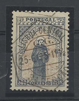 0955.jpg -     Lote:    955            Portugal       Descrição:         1895 &mdash; 7.º Centenário do nascimento de S. António. CE123, 300 reis. Valor de catálogo &euro; 263,00.        O       Valor Base:     &euro; 25,00     Valor Venda:     &euro; 32,00       