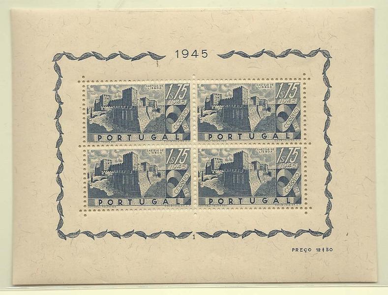 1069.jpg -     Lote:    1069            Portugal       Descrição:         1946 &mdash; Castelos de Portugal. CE BLC10. Valor de catálogo &euro; 340,00.        BLC***       Valor Base:     &euro; 45,00     Valor Venda:     &euro; 45,00       