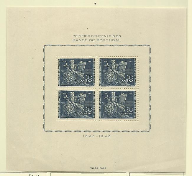 1073.jpg -     Lote:    1073            Portugal       Descrição:         1946 &mdash; Centenário do Banco de Portugal. CE BLC11. Valor de catálogo &euro; 281,00.        BLC***       Valor Base:     &euro; 50,00     Valor Venda:     &euro; 50,00       