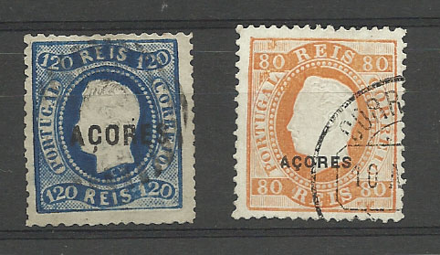 1094.jpg -     Lote:    1094            Açores       Descrição:         1868/70 &mdash; D. Luís I. Fita curva, denteados + Fita direita com sobrecarga Açores. Lote de dois selos: CE14 + CE41. Valor de catálogo &euro; 260,00.        O       Valor Base:     &euro; 30,00     Valor Venda:     &euro; 30,00       