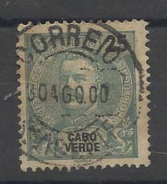 1124.jpg -     Lote:    1124            Cabo Verde       Descrição:         1898/901 &mdash; D. Carlos I Mouchon. CE42, 25 reis verde, em denteado 12 &frac12;. Valor de catálogo &euro; 256,00. MR.        O       Valor Base:     &euro; 50,00     Valor Venda:     &euro; 50,00       