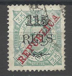 1126.jpg -     Lote:    1126            Cabo Verde       Descrição:         1915 &mdash; D. Carlos I, tipo Diogo Neto, com sobrecarga REPUBLICA da Casa da Moeda. CE160, 115 s/ 25 reis, denteado 11 &frac12;. Valor de catálogo &euro; 75,00.        O       Valor Base:     &euro; 18,00     Valor Venda:     &euro; 28,00       