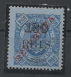 1128.jpg -     Lote:    1128            Cabo Verde       Descrição:         1913/14 &mdash; D. Carlos I tipo Diogo Neto (selos de 1902) com sobrecarga local REPUBLICA. NÃO EMITIDO, 130 s/ 200 reis. MR.        **       Valor Base:     &euro; 40,00     Valor Venda:     &euro; 42,00       