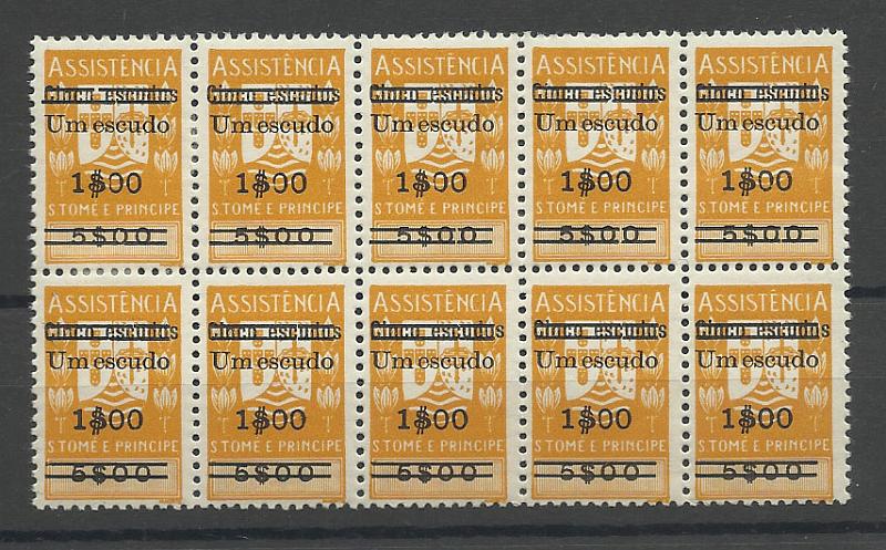1131.jpg -     Lote:    1131            Cabo Verde       Descrição:         1965 &mdash; Imposto Postal. QASSISTÊNCIA, com sobretaxa. CE IP24, 1$00 s/ 5$00. Bloco de 10 selos. Valor de catálogo &euro; 41,00.        ***       Valor Base:     &euro; 8,00     Valor Venda:     &euro; 14,00       