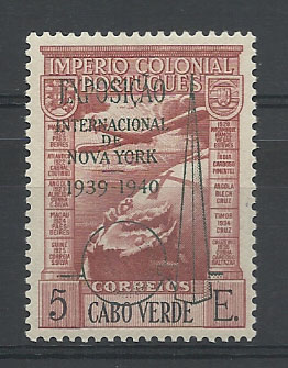 1132.jpg -     Lote:    1132            Cabo Verde       Descrição:         1938 &mdash; Império Colonial Português, com sobrecarga "Exposição Internacional de Nova York 1939-1940". CE CA 7A, 5E. Valor de catálogo &euro; 210,00.        ***       Valor Base:     &euro; 30,00     Valor Venda:     &euro; 65,00       