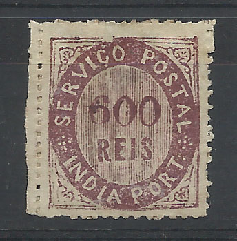 1153.jpg -     Lote:    1153            Índia       Descrição:         1871 &mdash; Nativos. Tipo II. CE14, 600 reis violeta. Valor de catálogo &euro; 335,00.        **       Valor Base:     &euro; 65,00     Valor Venda:     &euro; 100,00       
