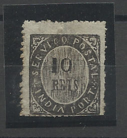 1155.jpg -     Lote:    1155            Índia       Descrição:         1876 &mdash; Nativos. Tipo IB. CE16, 10 reis preto, papel fino. Valor de catálogo &euro; 23,00.        **       Valor Base:     &euro; 6,00     Valor Venda:     Retirado     