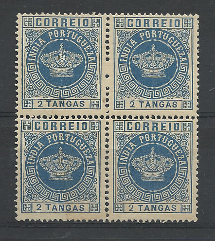 1181.jpg -     Lote:    1181            Índia       Descrição:         1882 &mdash; Tipo Coroa. Valores em moedas local. CE119, 2 Tangas azul escuro, denteado 13 &frac12;, tipo II. Valor de catálogo &euro; 84,00.        *       Valor Base:     &euro; 20,00     Valor Venda:     &euro; 20,00       
