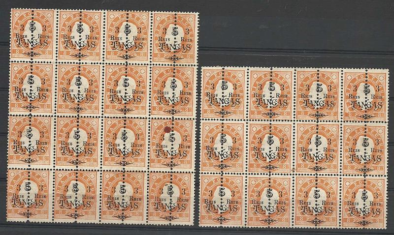 1193.jpg -     Lote:    1193            Índia       Descrição:         1911/13 &mdash; D. Luís I, de 1902 com nova sobretaxa, e perfurados ao meio. CE224, 3r s/ 5T s/ 8T, denteado 13 &frac12;. Folha completa com 28 selos, partida em dois blocos de 12 e 16 selos. Valor de catálogo &euro; 114,80        *       Valor Base:     &euro; 25,00     Valor Venda:     &euro; 50,00       