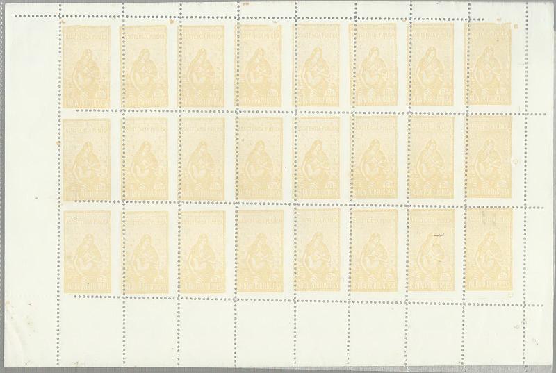 1200.jpg -     Lote:    1200            Índia       Descrição:         1953 &mdash; Assistência Pública. CE IP11, 6 reis amarelo-claro. Folha de 24 selos, com variedade de cores e perfuração.        ***       Valor Base:     &euro; 50,00     Valor Venda:     Retirado     