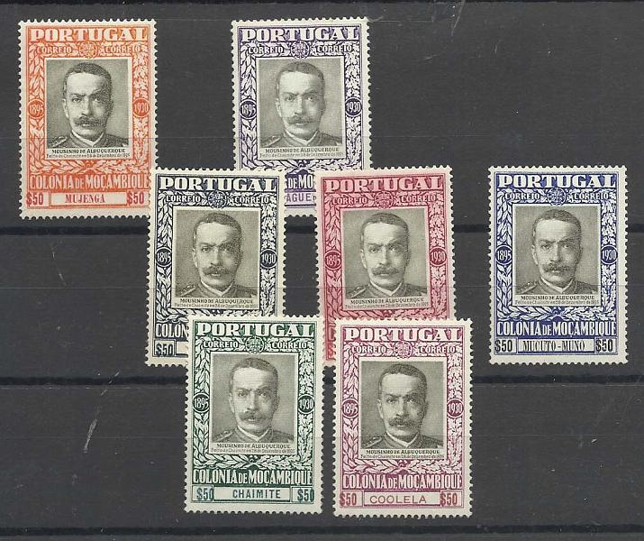 1242.jpg -     Lote:    1242            Moçambique       Descrição:         1930/31 &mdash; Vitórias de Mouzinho de Albuquerque. CE263/269. Série completa. Valor de catálogo &euro; 110,00.        RG***       Valor Base:     &euro; 20,00     Valor Venda:     &euro; 44,00       