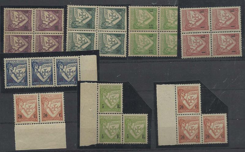 1244.jpg -     Lote:    1244            Moçambique       Descrição:         1933 &mdash; Lusíadas. Lote composto por 67 selos em múltiplos (quadras, blocos e tiras de 3 selos), incluindo quadras de 10$00 e 20$00. Valor aproximado de catálogo &euro; 520,00.        ***       Valor Base:     &euro; 60,00     Valor Venda:     Retirado     