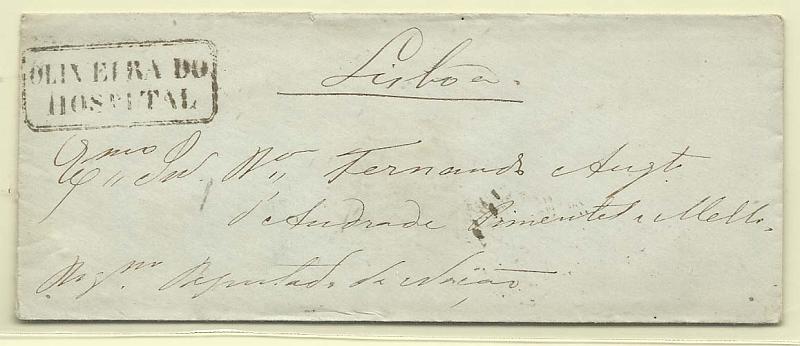1330.jpg -     Lote:    1330            Portugal       Descrição:         Carimbos nominativos. 1867/70 &mdash; D. Luís I. Fita curva, denteados. CE30, 25 reis rosa (verso) em carta circulada de Oliveira do Hospital para Lisboa (14.08.69). Carimbos batidos a preto "OLIVEIRA DO HOSPITAL" e "92" t1po 4.3.4.        Carta       Valor Base:     &euro; 12,00     Valor Venda:     Retirado     